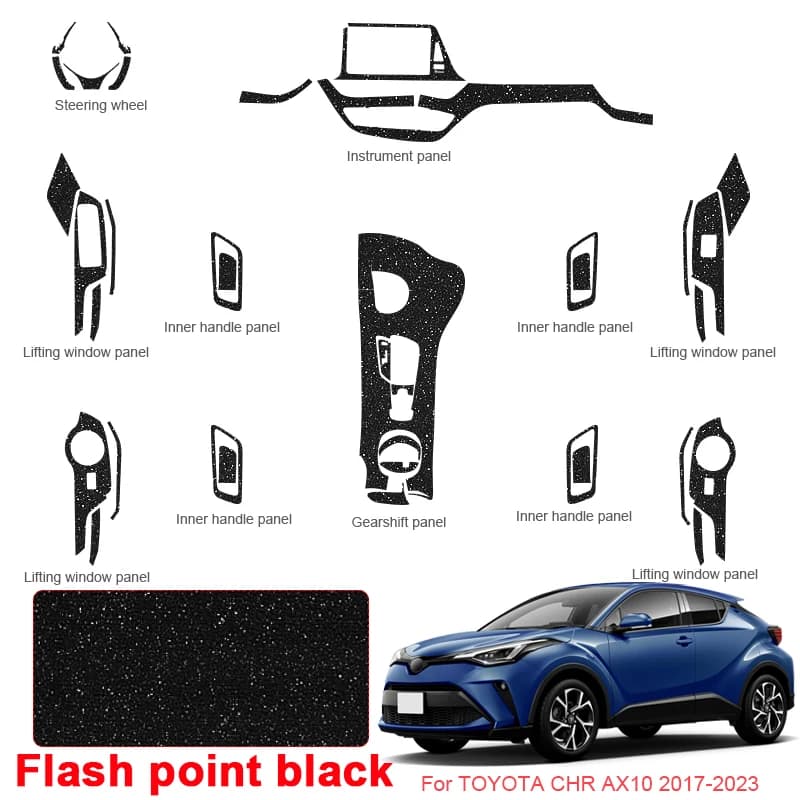 Adesivo interno in carbonio per auto per TOYOTA CHR AX10 2017-2023 LHD Pannello per finestra di sollevamento automatico Decal Gear Pellicola protettiva per porta interna