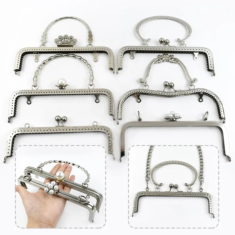 1Pc Deepeel Borsa in metallo argento Manici Borsa Telaio Borsa da donna Portafoglio Bacio Chiusura Fai da te Staffa per cucire fatta a mano Borse Accessori