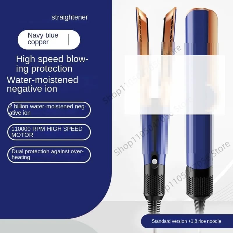 Professional hair plate 2 in 1 with EU and KR plug, hair dryer with negative ions and ceramic plates, quick heating