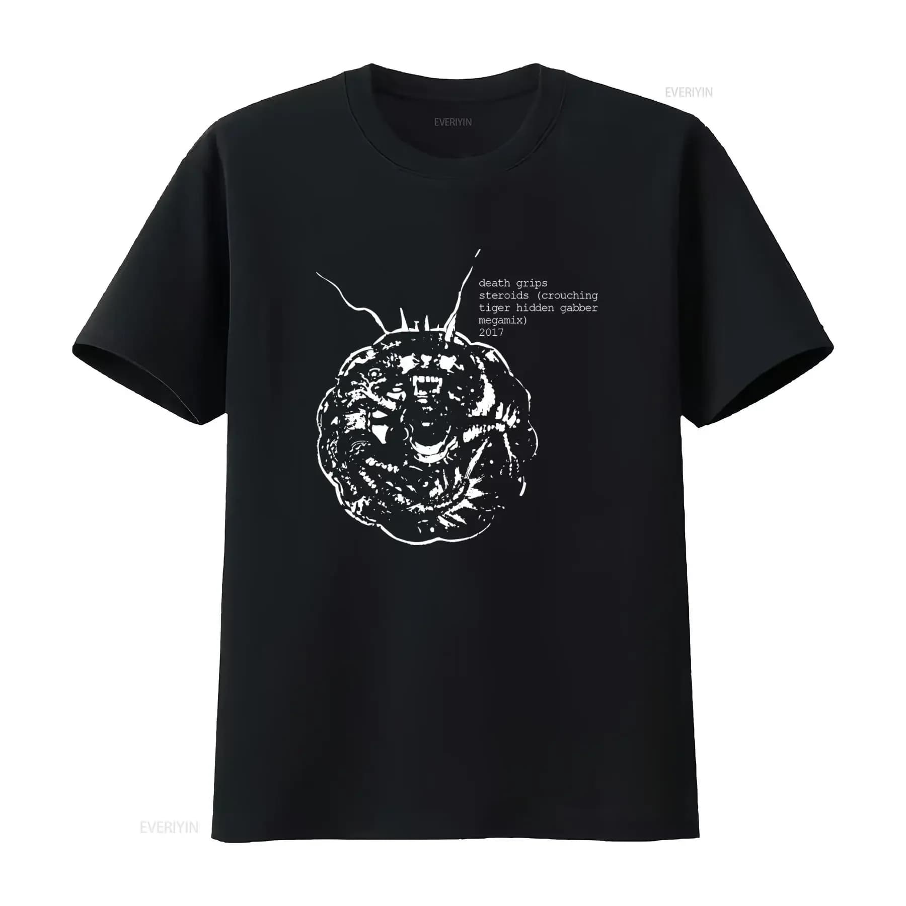 Death Grips Steroids Crouching Tiger Hidden Gabber Megamix 2017 Heavy Band T Shirt vintage Washed homme Moda unisex