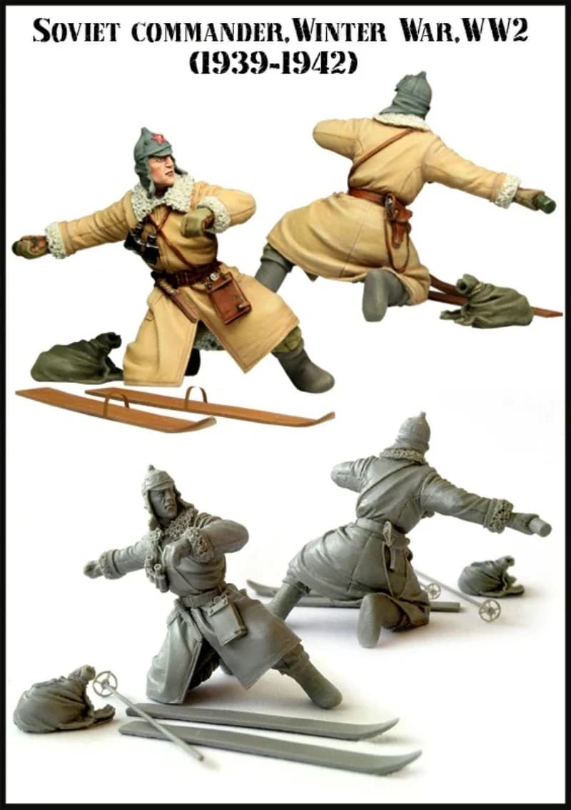 Kit modello figura in resina pressofusa in scala 1/35 WWII Guerra invernale Commandante sovietico smontato e non verniciato