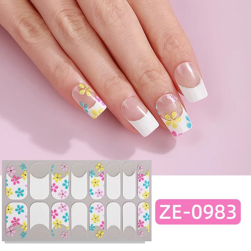 16 Tips Adesive per Unghie Effetto Marmo Sfumato, Strisce Lucide per Decorazione Manicure