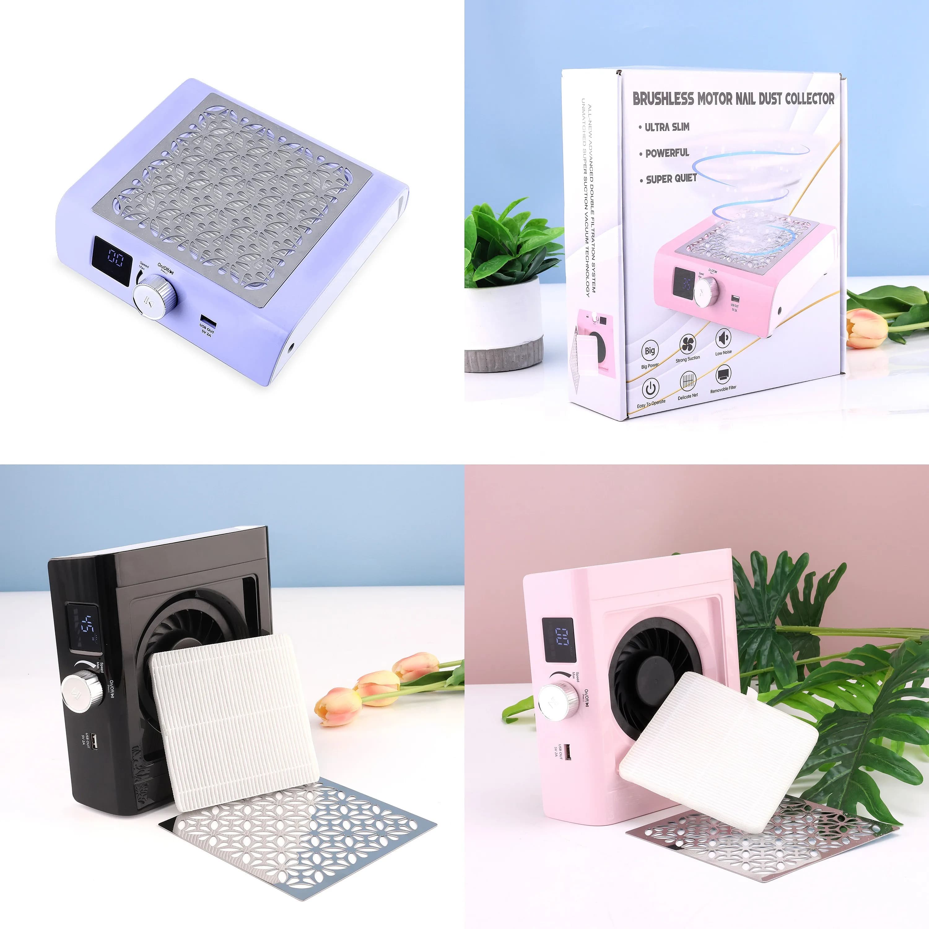 Professional Plug in Nails Vacuum Cleaner 85W Wire Brushless Motor 4500rpm Silent Strong Suctions Machines Nail Dust Collector