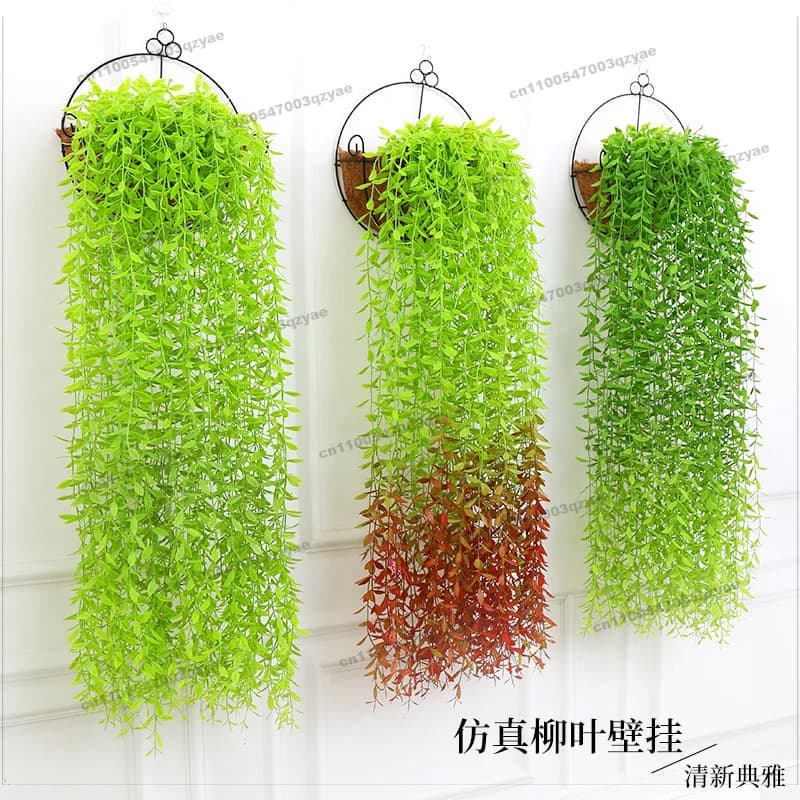 Artificial Willow Leaf Rattan Plant Plastic Leaf Fake Indoor Living Room Wall Hanging Ceiling Green Decoration Weeping Willow