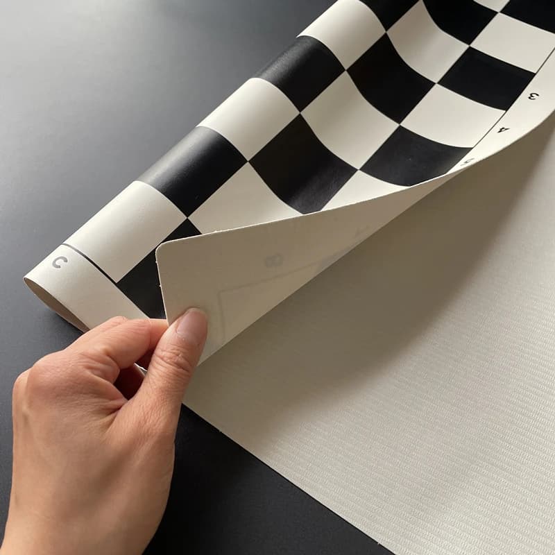 Nuovo gioco di scacchi a scacchiera da 50 cm, bianco e nero, portatile, arrotolabile, accessori standard