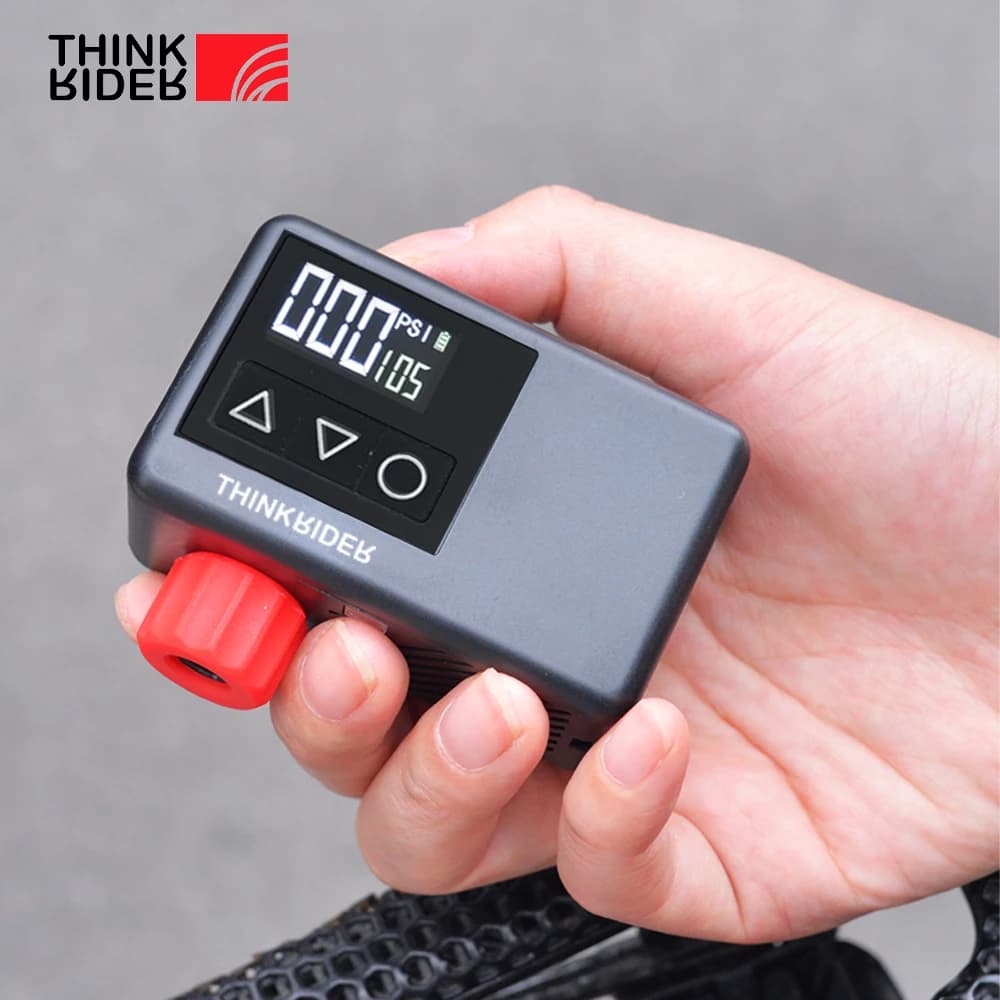 ThinkRider 120 PSI Pompa di aria elettrica portatile per bici tascabile MINI Gonfiatore per pneumatici per display digitale per bicicletta