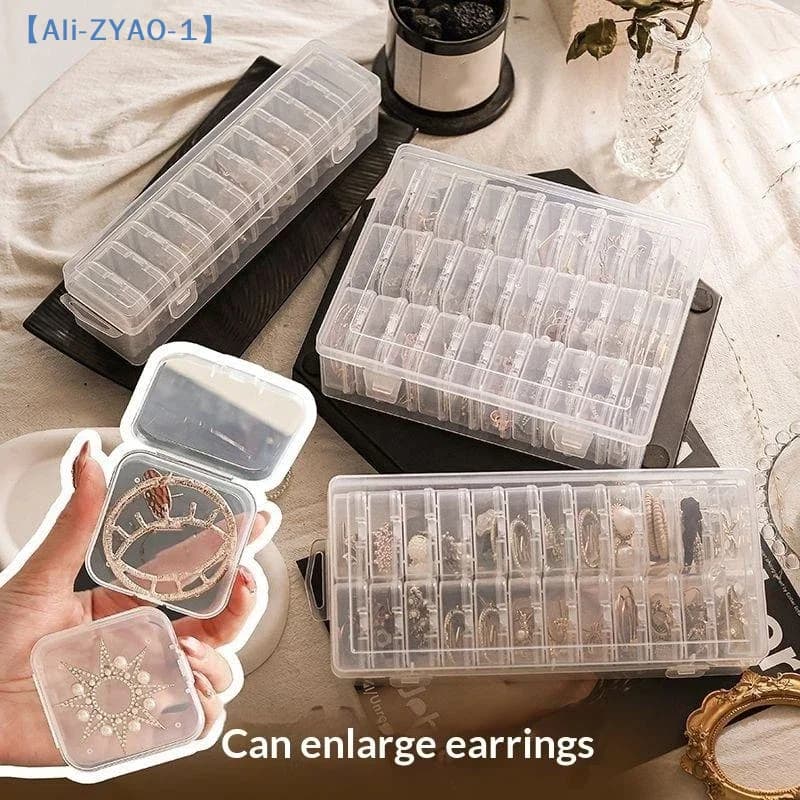 Transparent Plastic Box Nail Art Jewelry Rhinestone Diamond Desktop Storage Box Component Parts Classification Container【ZYAO-1】