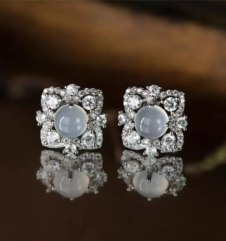High Quality Natural Ice 925 Silver Earrings for Women Luxury Translucent Art Flower Earrings Luxury Jewelry
