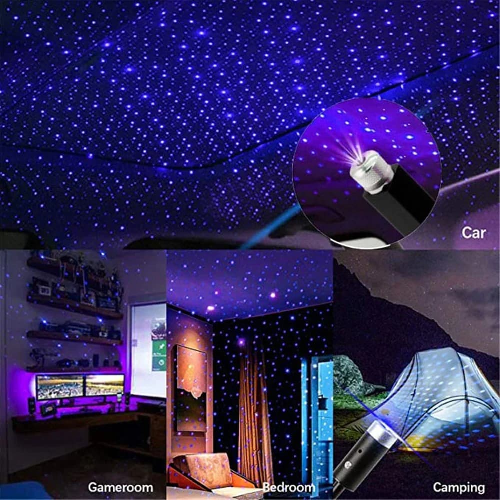 Mini Proiettore LED Cielo Stellato, Luce Notturna USB 5V per Auto, Lampada Atmosfera Galassia per Decorazione Soffitto
