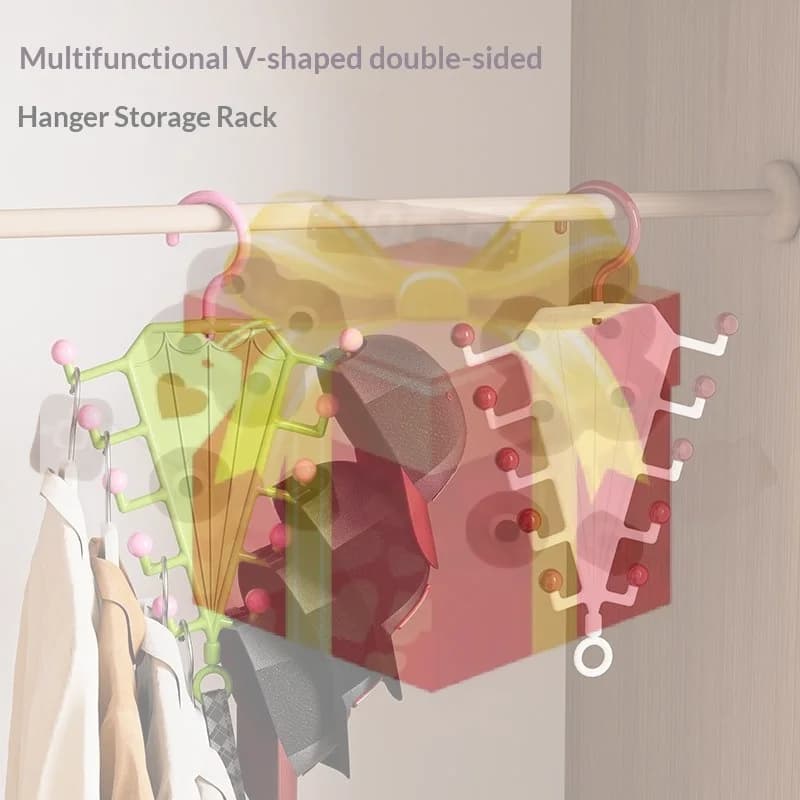 【HG】Multifunctional V Shaped Hanger Organizer With 10 Hooks Durable Material Ideal For Closet Hat Clothes Storage