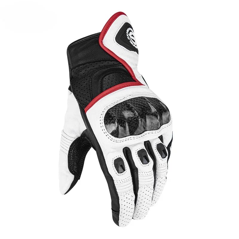-Per guanti da moto MTB traspiranti con dita intere in vera pelle al 100% Guanti da equitazione con guscio protettivo in fibra di carbonio per touch screen