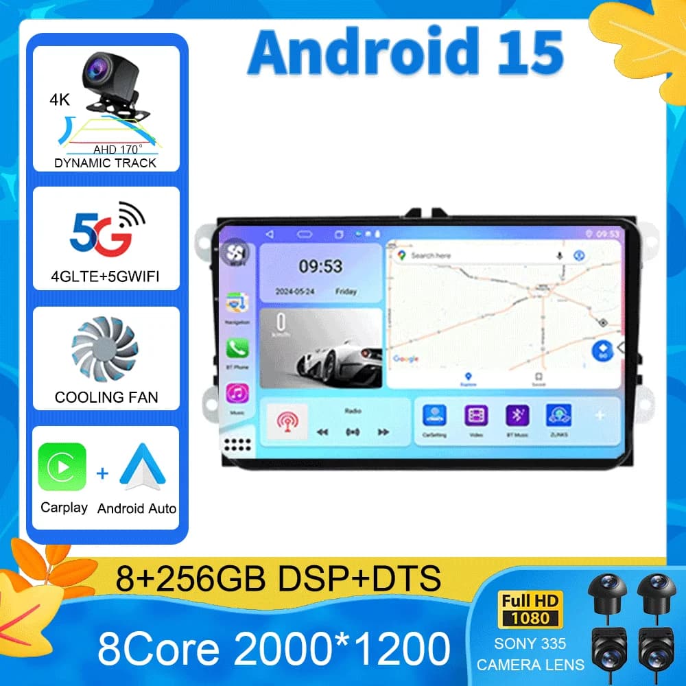 Android 15 Autoradio di Navigazione GPS Per VW Passat B6 amarok volkswagen Skoda Octavia 2 superb JettaT5 golf 5 Multimedia