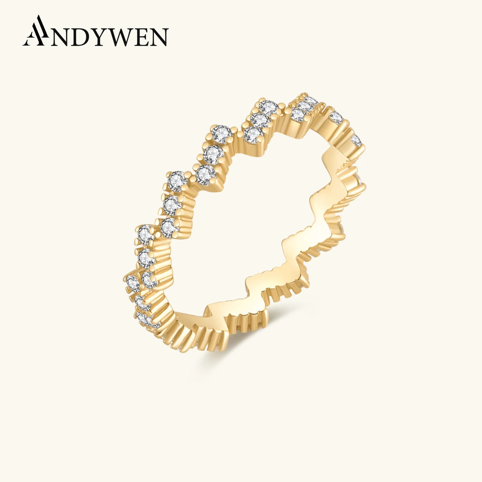 ANDYWEN Nuovo Anello in Argento Sterling 925 con Zirconi Cubici, Gioiello di Lusso per Donne, Cristalli 2026, Regalo per Feste e Anniversari