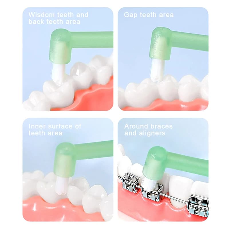 Spazzolino da denti a testina piccola con setole morbide e ventosa, spazzolino interdentale per la pulizia dei denti, strumento per l'igiene orale per adulti con capelli morbidi per impianti.