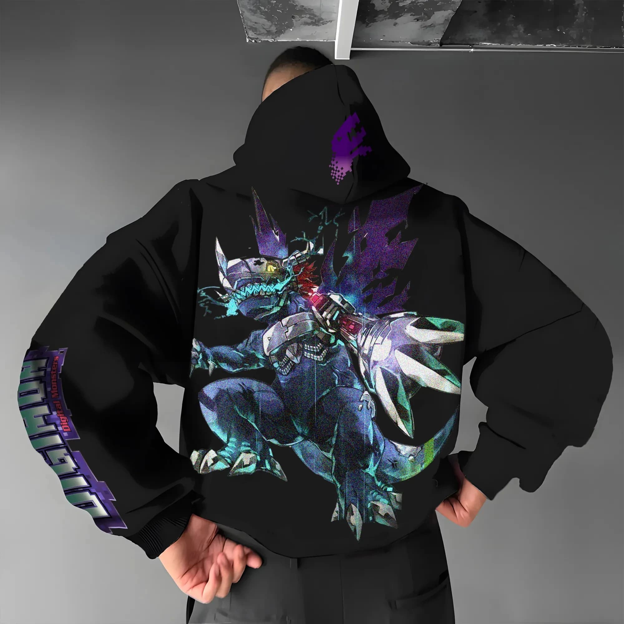 Digimon Anime Metal Greymon Joint Felpa con cappuccio 2025 Autunno e Inverno Harajuku da uomo Allentato Casual per bambini Genitore-figlio Maglione Top