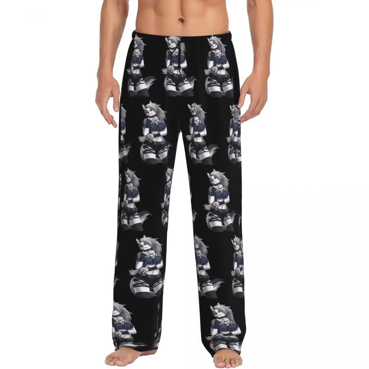 Custom Helluva Boss Loona Pajama Pants Men Sleepwear Sleep Lounge Bottoms with Pockets