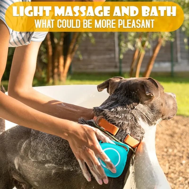 Spazzola da Bagno in Silicone per Animali Domestici con Dispenser di Shampoo per Cani e Gatti, Massaggiante, con Manico Antiscivolo e Facile da Pulire