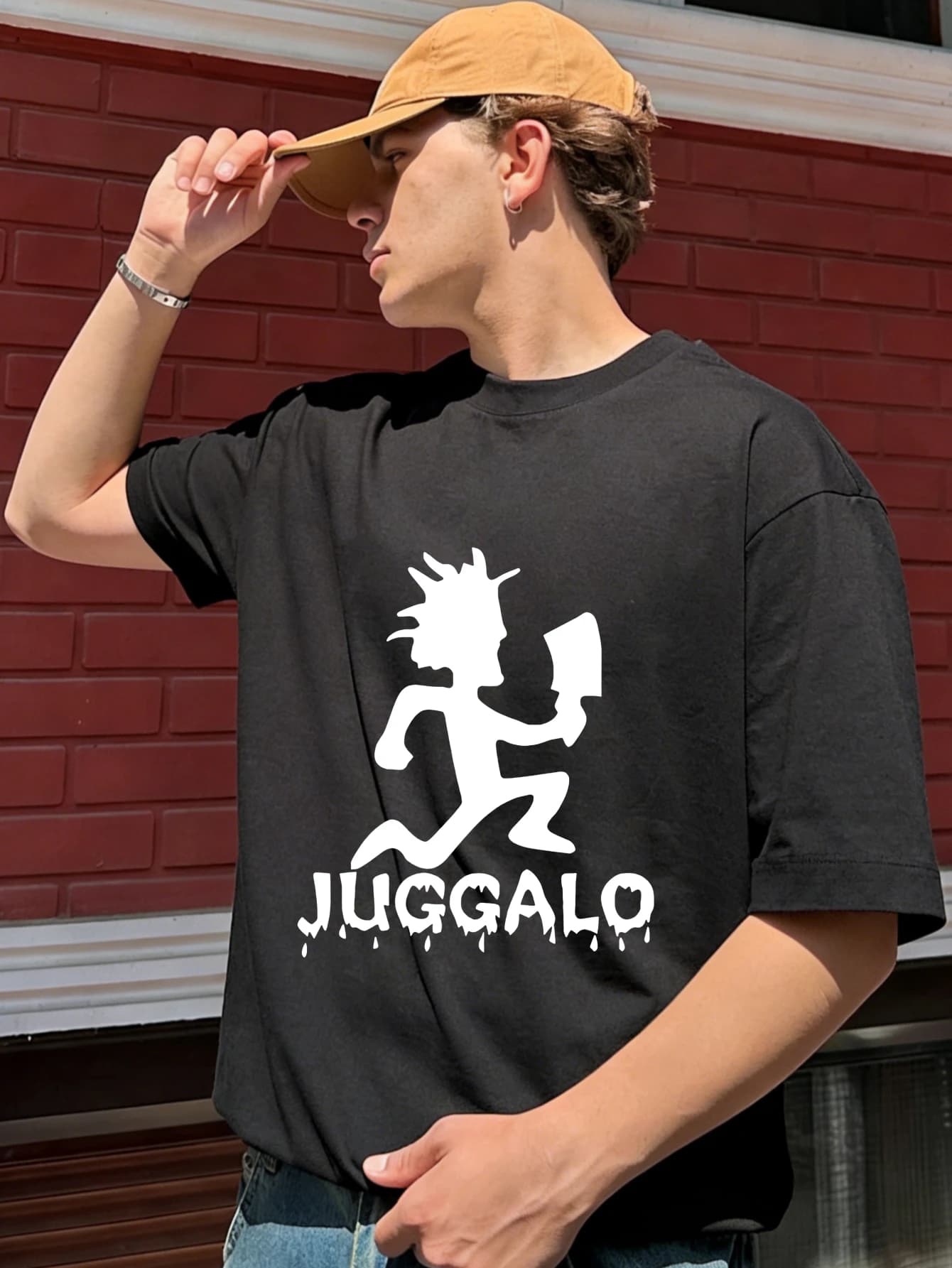 T-Shirt da Uomo in Cotone Oversize con Stampa Grafica Juggalo - Divertente Abbigliamento Streetwear Estivo Casual per Uomo