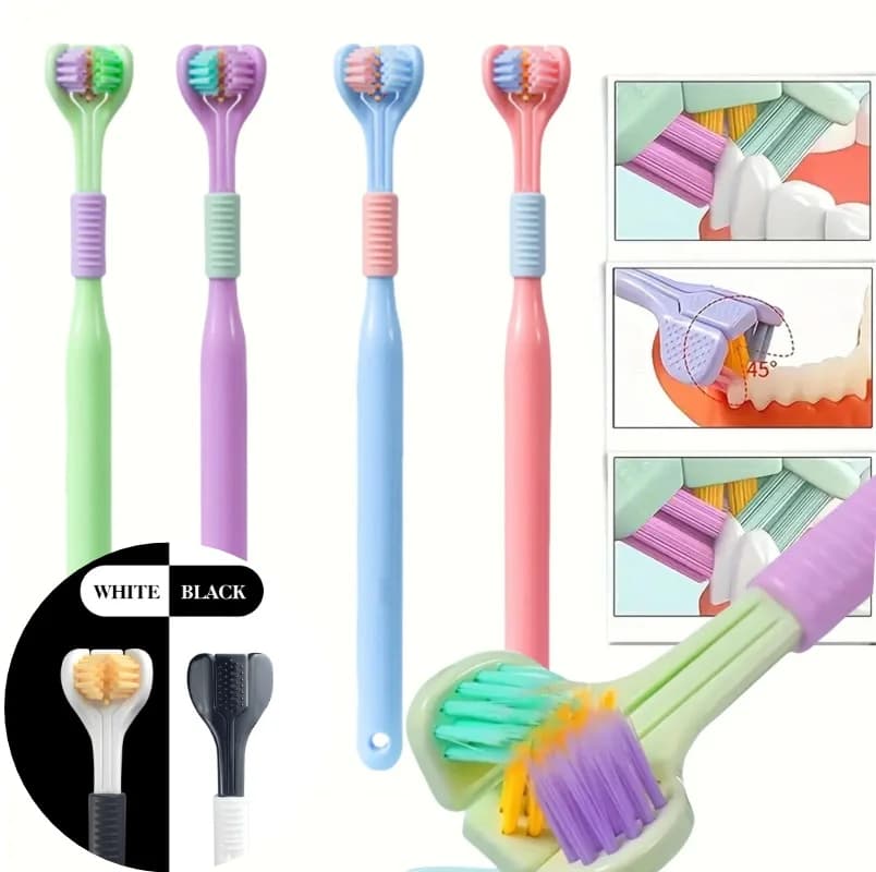 Spazzolino da denti morbido a 3 lati con setole Spazzolino da denti per adulti pulito e delicato per la cura completa delle gengive Design sensoriale per l'autismo Strumento per la salute orale