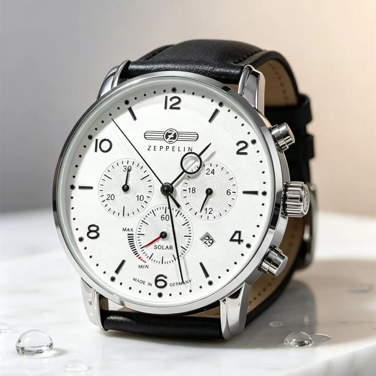 Zeppelin Airship Automatic Date Mens Cases Leather Band Fashion Luxury Business Casual Men Watches Gift Men's Waterproof Watch