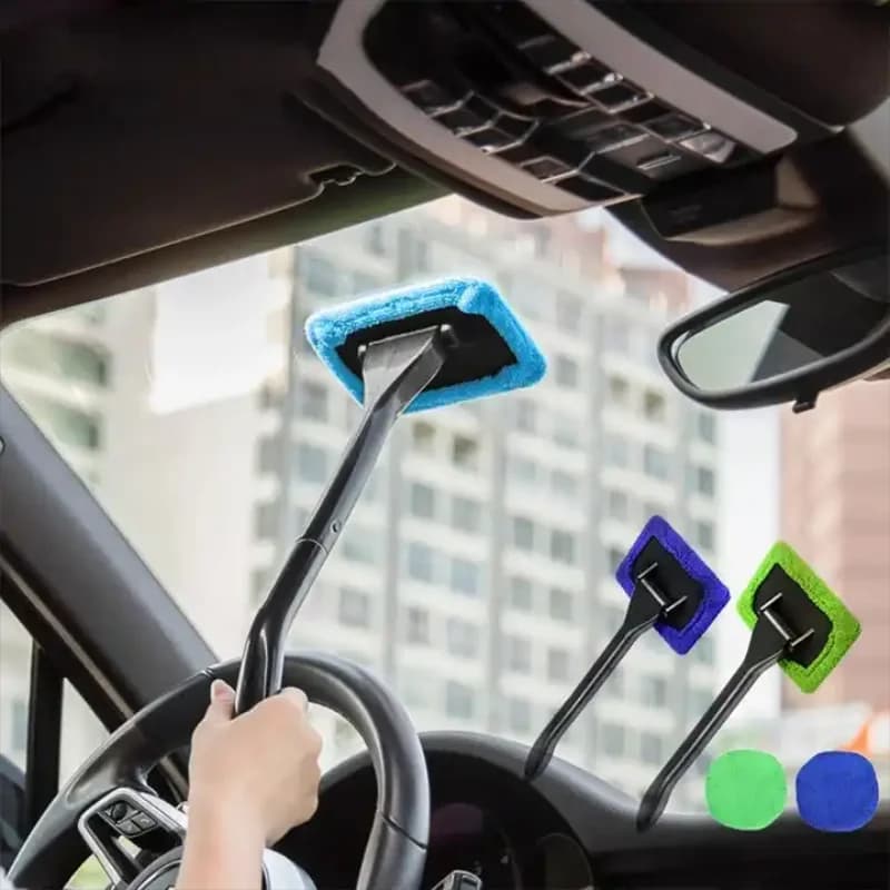 Kit di spazzole per la pulizia dei vetri dell'auto con manico lungo strumento di lavaggio per la pulizia del parabrezza all'interno degli accessori per Auto del tergicristallo per interni Auto