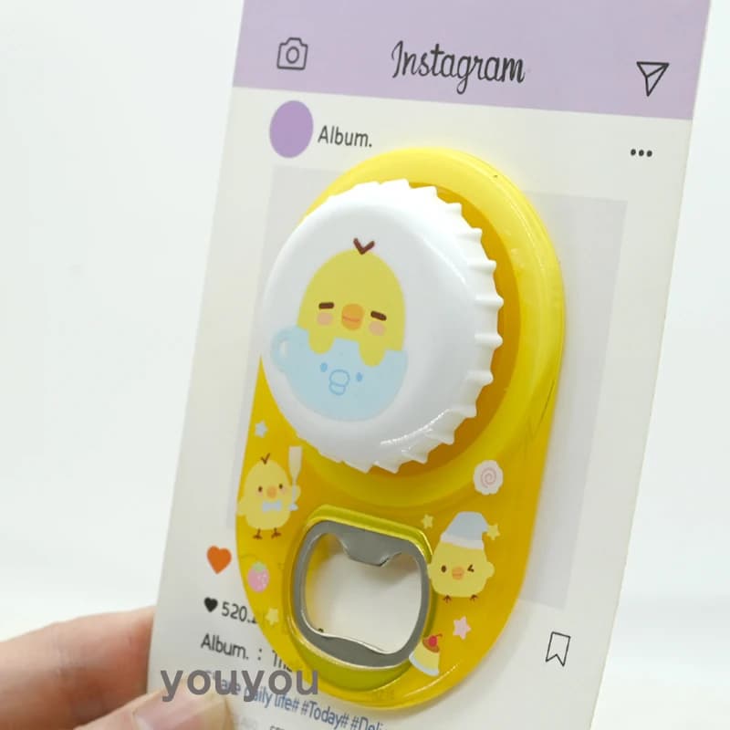 Korean Cute and Durable Bottle Opener Cartoon Magnetic Bracket, Cute Chicken Telescopic Universal Hand Stand Bracket