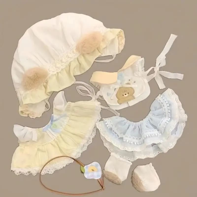 Vestiti per bambole in cotone da 20 cm, set di ricambio per bambole con simpatico coniglio