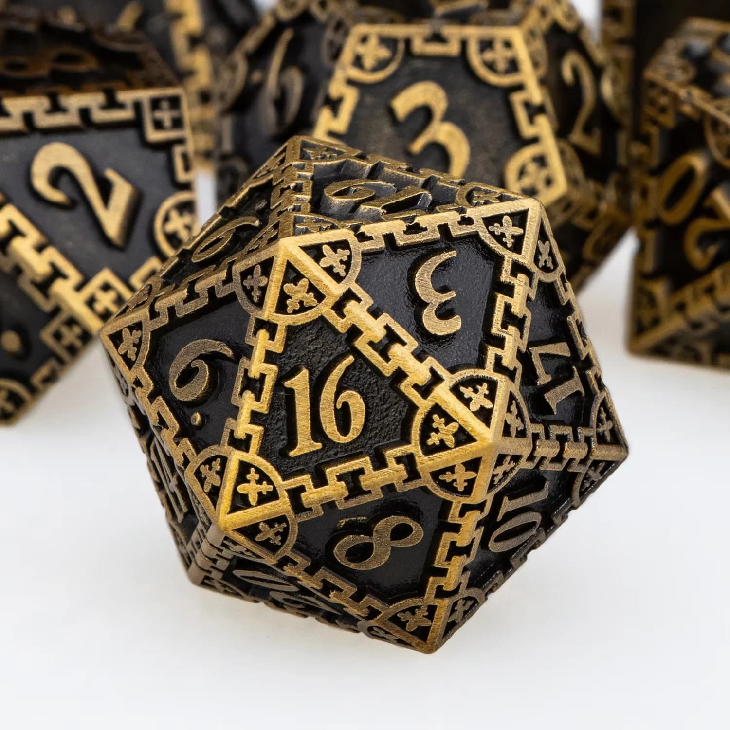 Set di Dadi DND per Dungeons and Dragons, Dadi in Metallo per Giochi di Ruolo RPG, Set di 7 Dadi Poliedrici D&D: D20, D12, D10, D8, D6