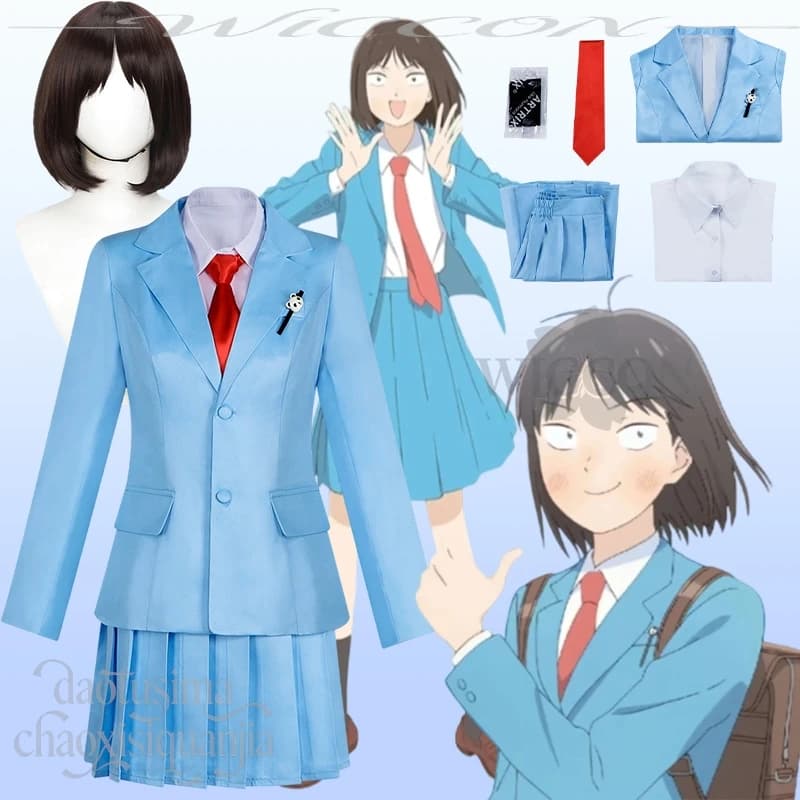 Iwakura Mitsumi Cosplay Anime Skip And Loafer Costume JK Japanese school uniform Kawaii Blue dress Cravat Wigs Halloween party
