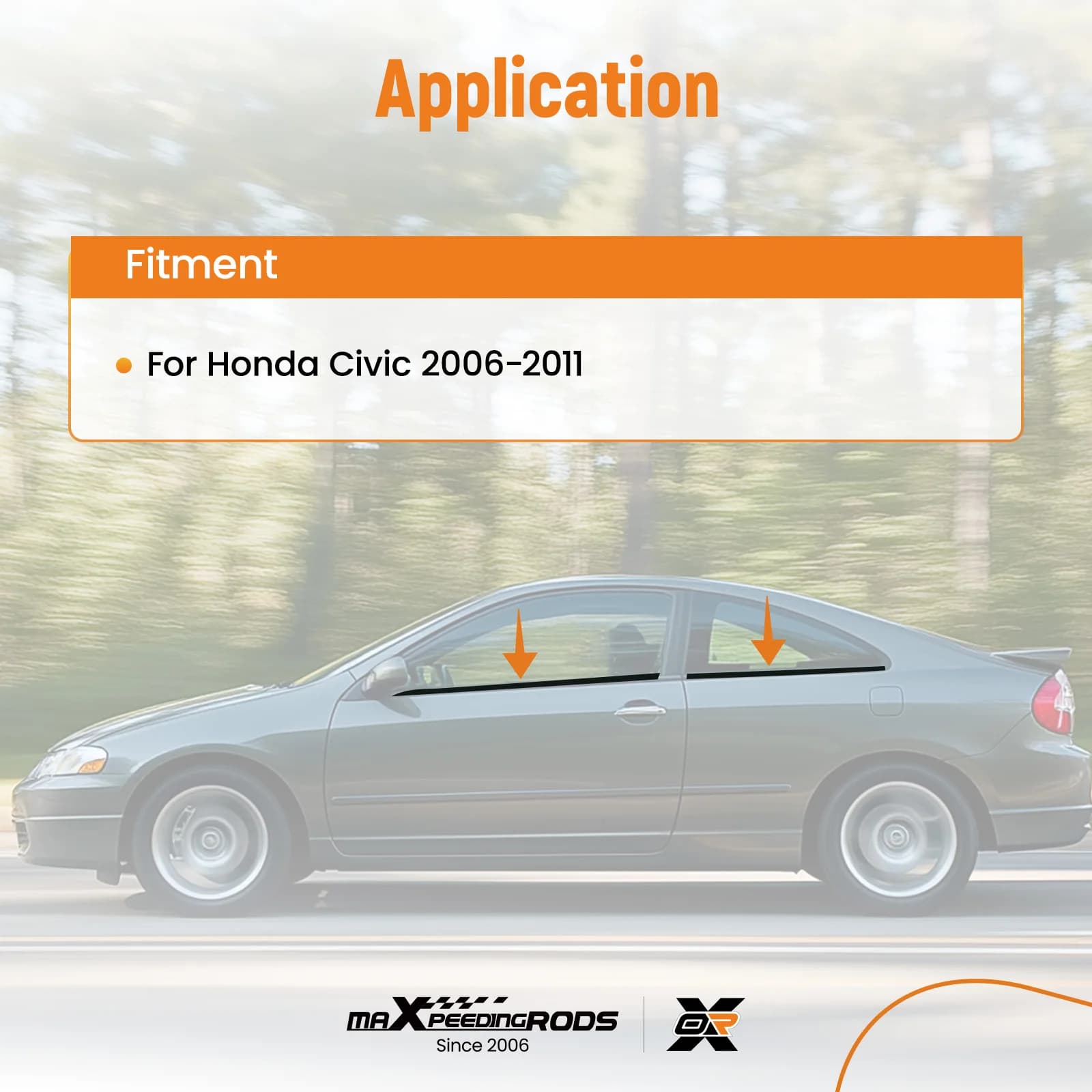 Guarnizioni per finestrini esterne 4 pezzi per Honda CIVIC Sedan 2006-2015