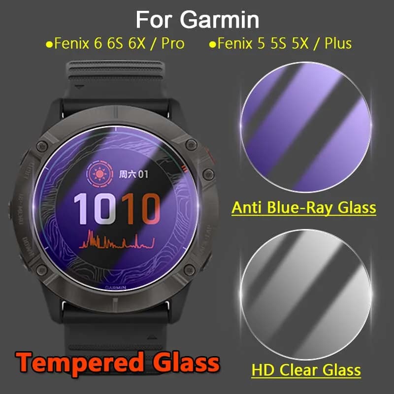 Proteggi schermo per Garmin Fenix 6 6S 6X Pro 5 5S Plus Smart Watch 2.5D 9H Pellicola in vetro temperato ultra sottile trasparente / anti-blu-ray