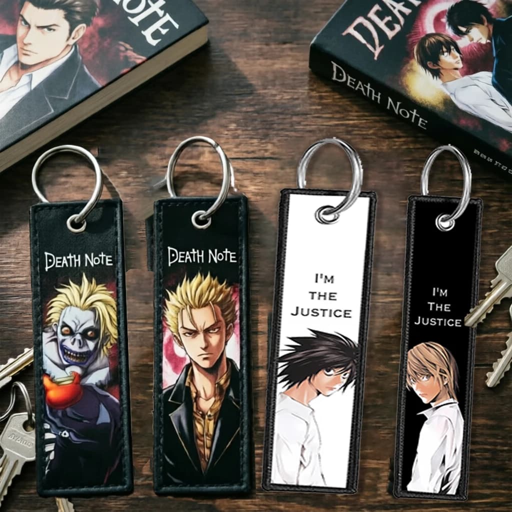 Death Note Ryuuku Ryuk Rem Embroidery Keys Holder for Motorcycles Keychain for Car Keys Backpack Key Ring Accessories Gifts