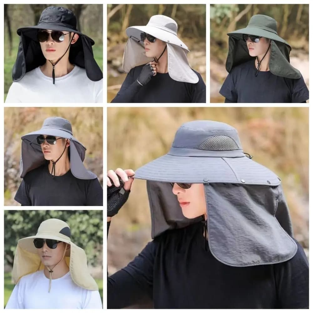 Men's and Women's Breathable Sun Hat with Removable Neck Guard, Tesa Larga Style Fishing Hat