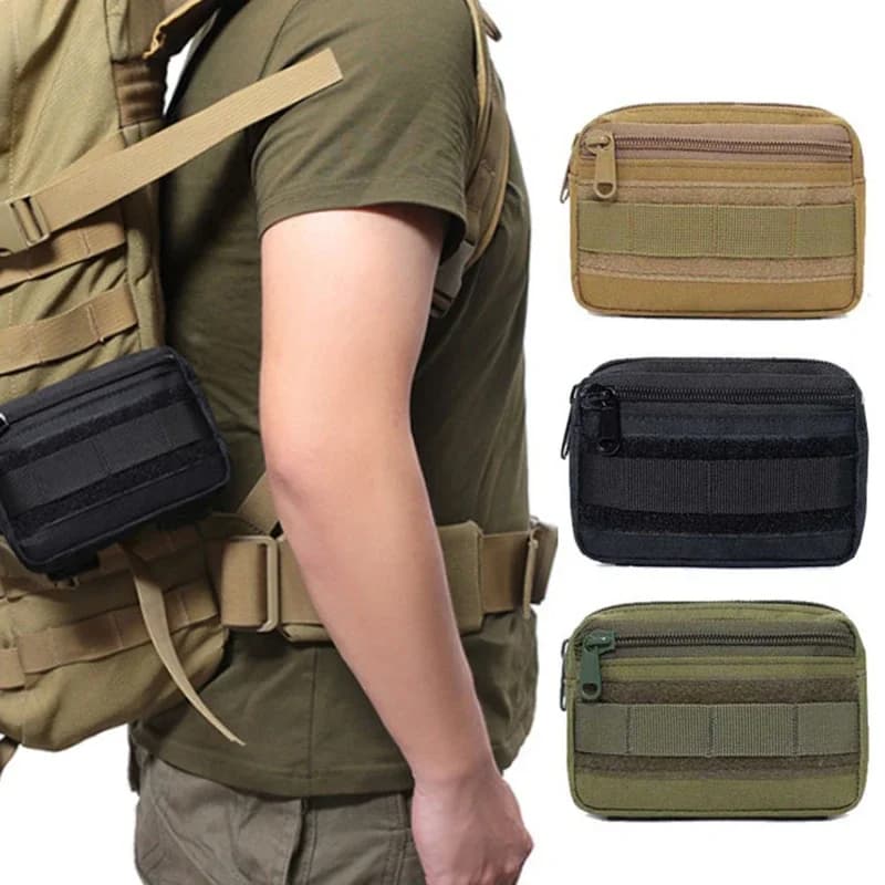 Borsa Tattica EDC a Doppio Strato per Uomo, Marsupio Molle in Oxford, Accessorio per Campeggio e Caccia