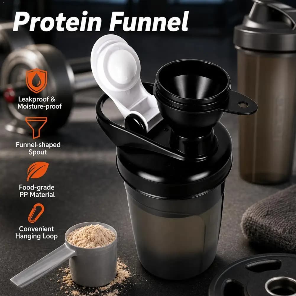 50ml Mini Protein Powder Funnel Bottle Reusable Medicine Container Box Portable Gym Fitness Supplements Dispenser