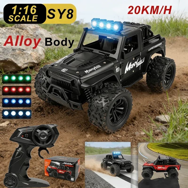 Nuovo Camion RC Fuoristrada in Scala 1/16, 2WD, 20Km/h, Alta Velocità, Resistente, Monster Truck per Tutti i Terreni, Giocattolo Telecomandato per Bambini e Adulti, Regalo