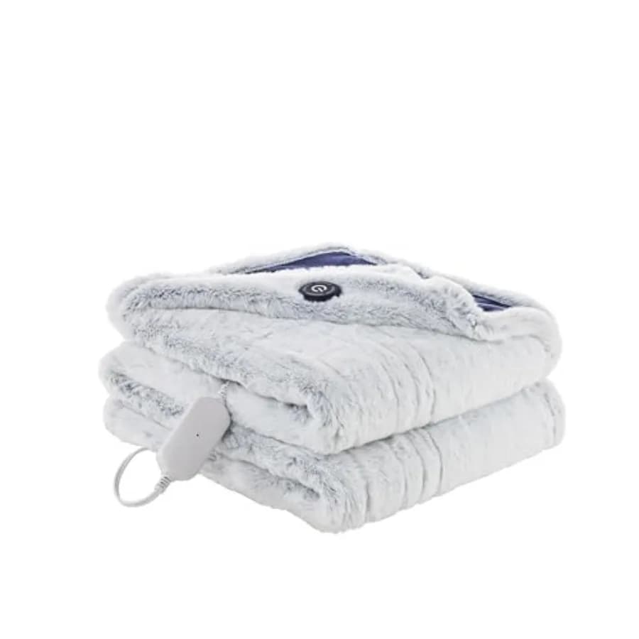 Coperta Elettrica Reversibile Berkshire - Coperta in Finta Pelliccia Jacquard e Peluche Setoso con 4 Impostazioni di Calore e Spegnimento Automatico 4H
