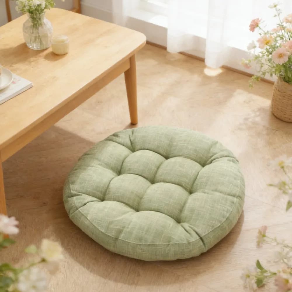 Thick Tufted Round Floor Seat Cushion Comfort Meditation Cotton Linen Gift Cushion Pads Dining Kitchen Office Chair Seat Cushion