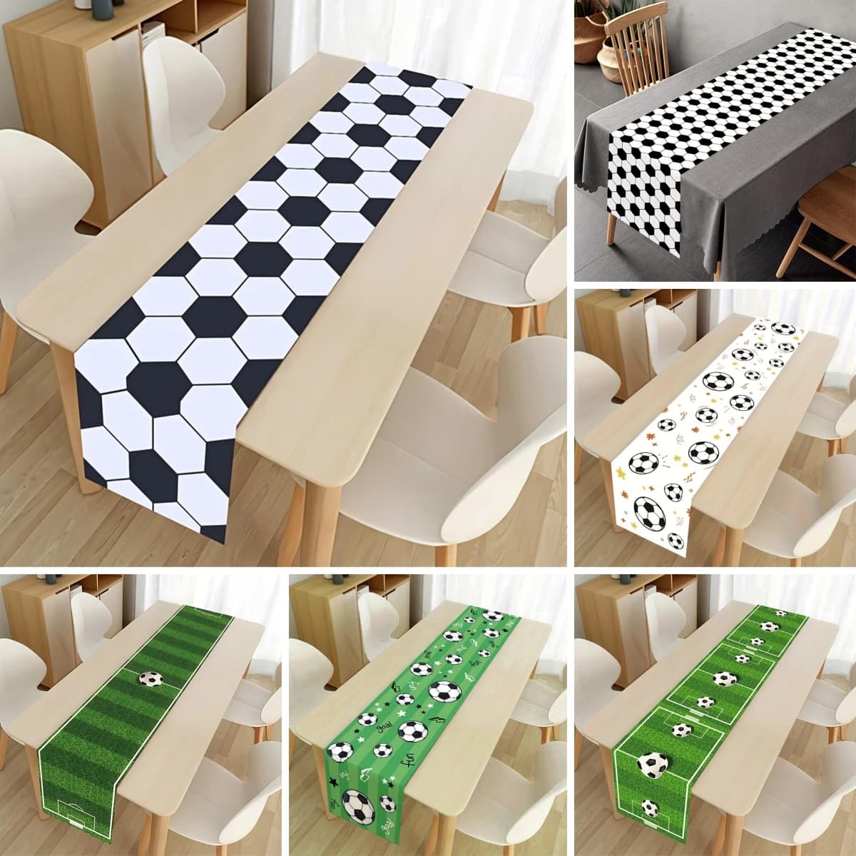 1pc Soccer Table Runner Soccer Game Day Decor Polyester Fabric Table Cloth For Football Themed Birthday Party Soccer Match Decor