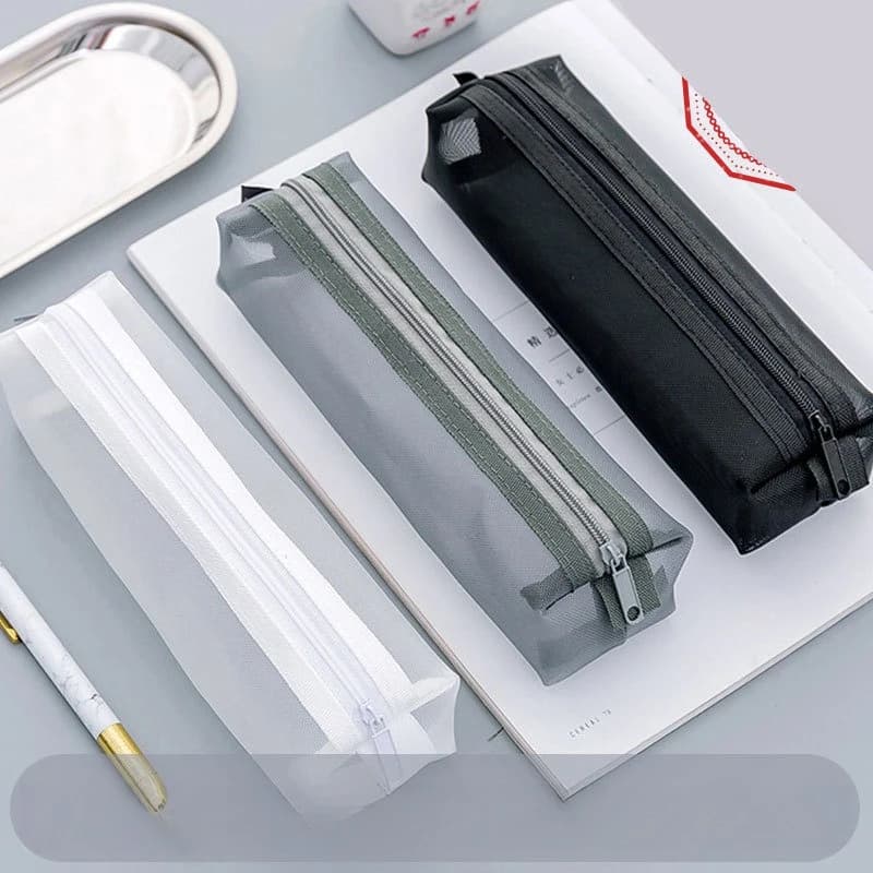 Large Capacity Stationery for Men and Women Simple Transparent Mesh Pen Bag Pencilcase School Useful Pencils Cases Pencil Kits