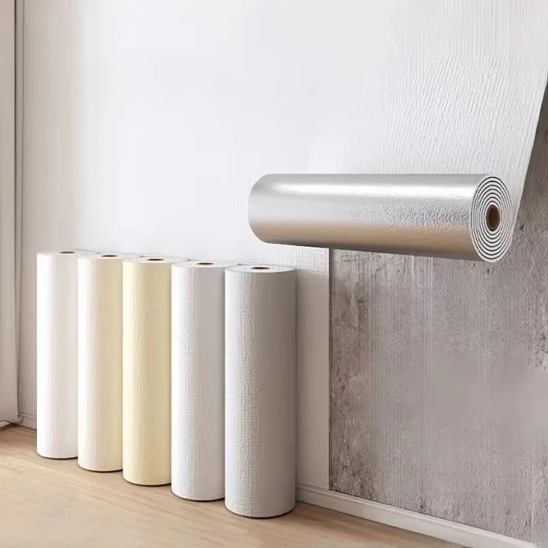 Solid Color Linen Wallpaper Self-Adhesive Waterproof Wall Sticker 3D Moisture-proof Wall Covering Panel for Bedroom Home Decor