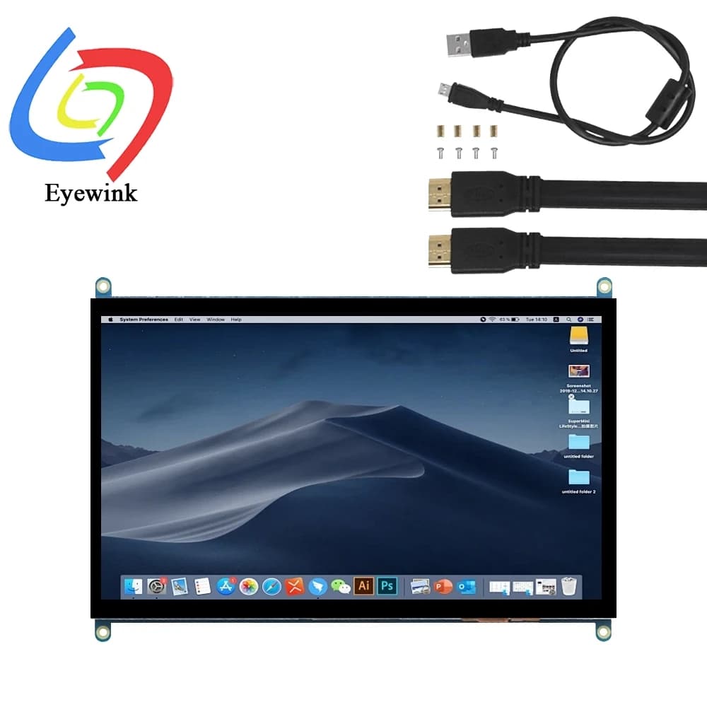 Raspberry Pi Touch Screen 10.1 inch HDMI Display 1024*600 for Raspberry Pi 5/4/3B/B+ Win11/10/8