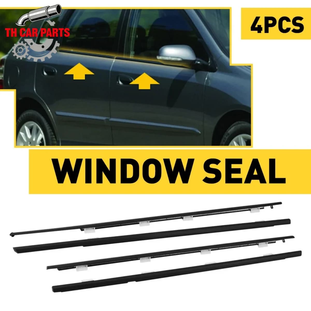 Car Window Weatherstrip Black For Honda civic 01-05 4doors 4Pcs Car Weatherstrip Window Moulding Trim 72410-S5A-003