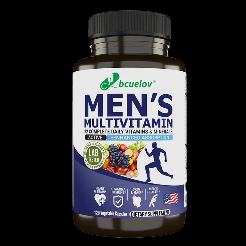 Bcuelov Multivitamin and mineral tablets for men: immune and energy support, muscle resistance, high absorption vegan supplement