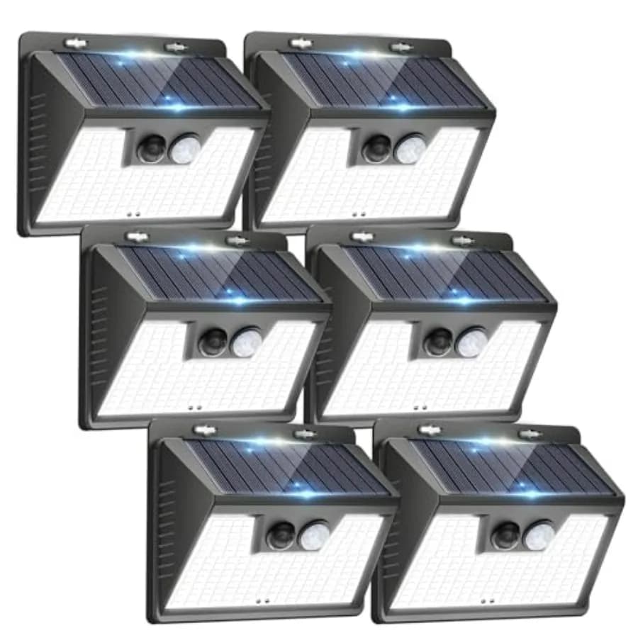 Solar Lights Outdoor Motion Sensor, 0 LED Solar Powered Fence Light Waterproof, 3 Modes Security Wall Lighting for Outside Yard