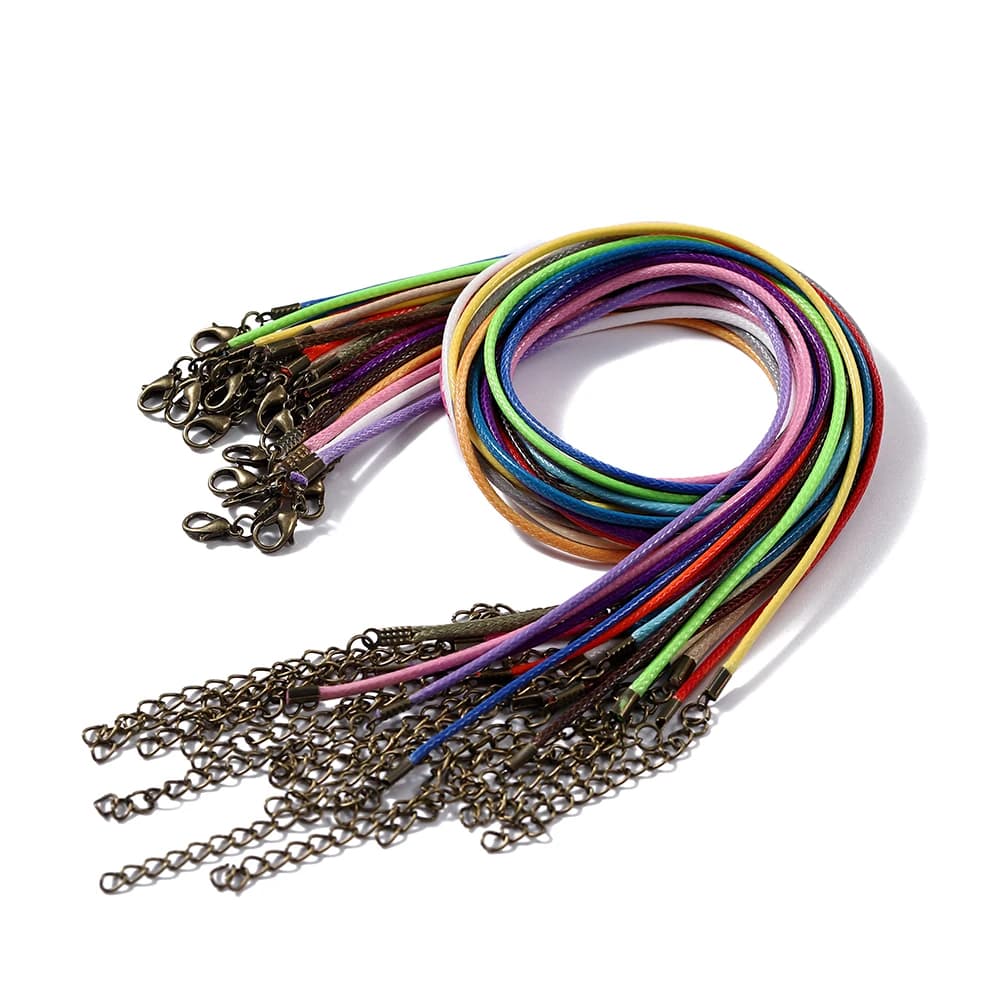 10 Pz/lotto 1.5/2mm Collana di Cordoncino di Cuoio Con Chiusura a Moschettone Catena di Corda di Cera Per Collane FAI DA TE Ciondolo Cavo di Cera risultati dei monili