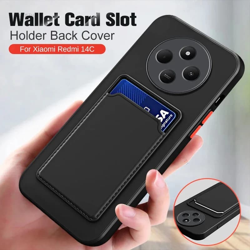 Custodia in silicone di lusso per Xiaomi Redmi 14C 4G Porta carte di credito Copertura del telefono per Xiomi Redmy Readmi 14 C C14 Antiurto Coque hon