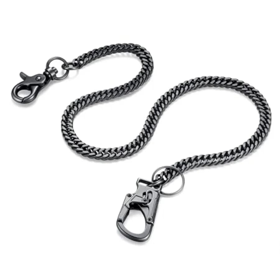 Wallet Chain for Pants, Fancy Stainless Steel Key Chains with Double Locking Mechanism Carabiner Clip for Men Women