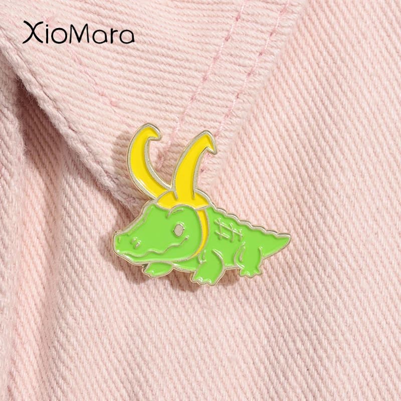 Cartone animato alligatore smalto Pin Chibi carino verde coccodrillo tropi rettile spilla risvolto zaino distintivo gioielli regalo per bambini amico