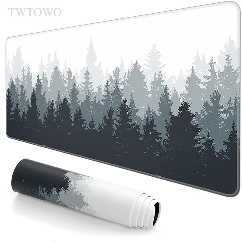 Tappetino per mouse Grey Forest Trees Gaming XL Computer Nuovo tappetino per mouse grande Tappetino per tastiera XXL Tappetino per mouse morbido antiscivolo in gomma naturale